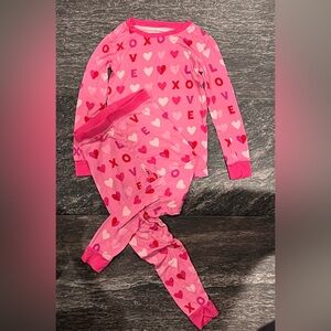 Girls size 4T bamboo Little Sleepies hearts two piece pajamas